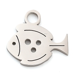 Нержавеющая Сталь Цвет Антикоррозийные 304 подвески из нержавеющей стали, лазерная резка, очарование рыбы, цвет нержавеющей стали, 16x17x1 мм, отверстие : 2.5 мм