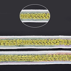 Yellow Nylon Ribbon, with Glass Seed Beads, Yellow, 3/4 inch(19~20mm)