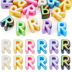 Letter R 20 Stück UV-beschichtete, opake europäische Acrylperlen, große, irisierende Perlen, Gemischte Farbe, Brief r, 20.5x14.5x13.5 mm, Bohrung: 6 mm