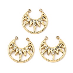 Настоящее золото 24K Ионное покрытие (IP) 316 нержавеющая сталь с подвесками из стразов, корона очарование, реальный 18 k позолоченный, 15.5x15x2 мм, отверстие : 1.2 мм