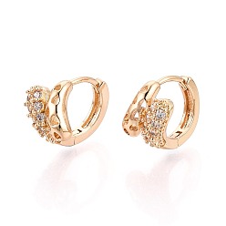Light Gold Brass Micro Pave Cubic Zirconia Hoop Earrings, Teardrop, Light Gold, 13x8x14.5mm