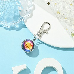 Золотистый Подвесные украшения в виде светящегося стеклянного шара на тему галактики, Поворотные застежки-лобстеры из сплава, подвески для украшений сумок, золотые, 60 мм