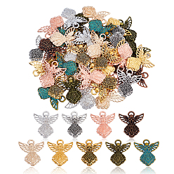 (52) Непрозрачная лаванда 54 шт 9 стили подвески из сплава в тибетском стиле, ангельские прелести, разноцветные, 26x23x2~2.5 мм, отверстие : 2x3.5 мм, 6 шт / цвет