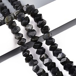 Larvikite Натуральные нити бус из ларвикита, самородки, граненые, 7~8x10~14x10~14 мм, отверстие : 1 мм, около 50~53 шт / нитка, 14.96~15.55'' (38~39.5 см)