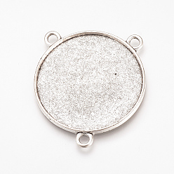 Antique Silver Tibetan Style Alloy Cabochon Connector Settings, Cadmium Free & Lead Free, Flat Round, Antique Silver, Tray: 35mm, 42x37x2mm, Hole: 3mm, about 160pcs/1000g