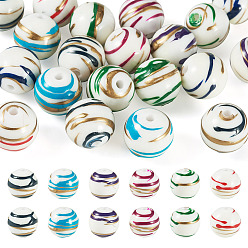 (52) Непрозрачная лаванда 20шт. акриловые полосатые бусины, круглые, разноцветные, 15.5 мм, отверстие : 2.5 мм