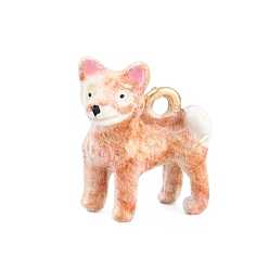 Легкий Лосось 3Подвески из эмалевого сплава, собака прелести, золотые, светлый померанцевый, 13.5x12x6 мм, отверстие : 1.4~1.5 мм