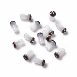 Черный Непрозрачные стеклянные бусы, гриб, чёрные, 8x4.5 мм, отверстие : 1 мм, около 96~98 шт / упаковка