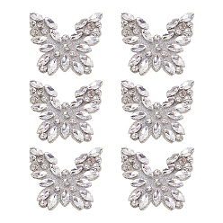 Кристалл 6шт. бабочка со стразами горячего крепления, горный хрусталь, хрустальная лента со стразами, аксессуары для костюма, с пластиковой и стальной фурнитурой, кристалл, 65x65x6 мм