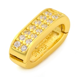 Настоящее золото 18K 925 Застежки-замки-замки из стерлингового серебра с микропаве и прозрачным фианитом., реальный 18 k позолоченный, 10.5x3.5x5.5 мм, отверстие : 7.5x3 мм