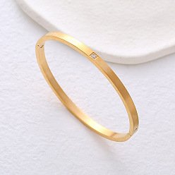 Золотой Элегантные простые браслеты из нержавеющей стали с микропаве из кубических цирконий, шарнирные браслеты для женщин, золотые