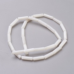 White Freshwater Shell Beads Strands, Column, White, 13x4mm, Hole: 0.5~1mm, about 30pcs/strand, 15 inch(38.1cm)