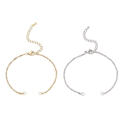 Золотой & Цвет Нержавеющей Стали 2 шт. 2 цвета 304 изготовление браслета из нержавеющей стали в Сингапуре, золотые и нержавеющая сталь цвет, 6-5/8 дюйм (16.8 см), 1 шт / цвет