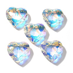 Прозрачный АВ Стеклянные подвески, сердце, AB цвет, граненые, ясно AB, 27x27x9.5 мм, отверстие : 1.6 мм