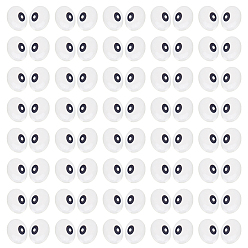 Белый 100шт. кукольные глаза из смолы, мягкая игрушка глаз, для поделок куклы игрушки кукольные плюшевые животные изготовление, овальные, белые, 16.5x12.5x1.5 мм