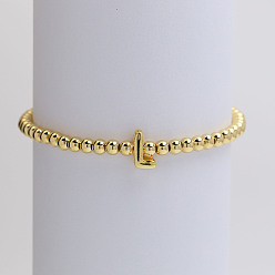 Letter L Латунные браслеты из бисера для женщин, буквы, золотые, Письмо L, внутренний диаметр: 2-3/8 дюйм (6 см)