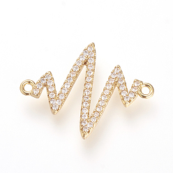 Золотой Долговечные латунные микропроволочные кубические циркониевые соединения, золотые, 23x18x2 мм, отверстие : 1.5 мм