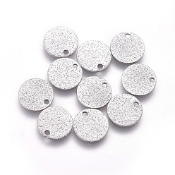 Stainless Steel Color 304 Stainless Steel Charms, Textured, Flat Round with Bumpy, Stainless Steel Color, 10x1mm, Hole: 1.2mm