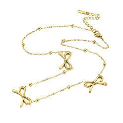 Настоящее золото 18K Латунные ожерелья с подвесками в виде бантов, спутниковые цепочки ожерелья для женщин, реальный 18 k позолоченный, 17.13 дюйм (43.5 см)