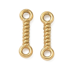 Настоящее золото 18K 304 подвески-соединители из витой веревки из нержавеющей стали, ионное покрытие (ip), реальный 18 k позолоченный, 13.5x3.5x2 мм, отверстие : 1.6 мм