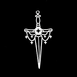 Нержавеющая Сталь Цвет Устойчивые к потускнению 304 подвески из нержавеющей стали, лазерная резка, меч, цвет нержавеющей стали, 45x21x1 мм, отверстие : 1.5 мм