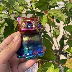 Темно-Красный Резная статуя кошки из натурального гранита, украшение дома, Статуэтки по фен-шуй для украшения домашнего офиса, темно-красный, 80 мм