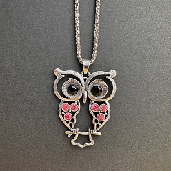 Роза Винтажные подвески в виде совы из сплава со стразами, вырезанные в форме полой фигуры, для женщин., античное серебро, роза, 19.69 дюйм (50 см)