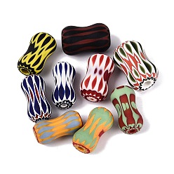 Gemischte Farbe Handgefertigte Millefiori-Glasperlen in Knochenform, Chevron-Perlen, Gemischte Farbe, 33~37x17~24x17~24 mm, Bohrung: 1.5~7 mm