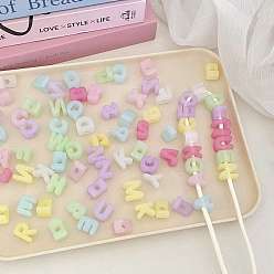 (52) Непрозрачная лаванда Имитации акриловых шариков желе, бусины с большим отверстием, алфавит, окрашенные, разноцветные, 19.8~21x8.7~20.5x13.6~13.8 мм, отверстие : 6.3 мм, Около 155 шт / 500 г