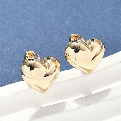 Настоящее золото 18K Латунные серьги обруча, сердце, реальный 18 k позолоченный, 11.5x14x13 мм