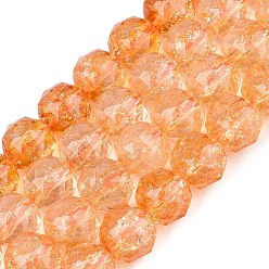 Темно-Оранжевый Хрустящие прозрачные стеклянные бусины нити, имитация желе, круглые, граненые, темно-оранжевый, 7.5~8 мм, отверстие : 0.8~1.5 мм, около 48~49 шт / нитка, 13.98~14.57 дюйм (35.5~37 см)