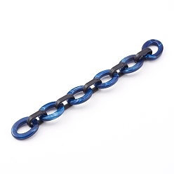 Dark Blue Imitation Gemstone Style & Opaque Spray Painted Acrylic Cable Chains, Quick Link Chains, Dark Blue, 24.5x18.5x4mm and 18.5x11.5x4.5mm, about 39.37 inch(1m)/strand