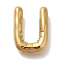 Letter U Вакуумное покрытие pvd 304 подвески из нержавеющей стали, реальный 18 k позолоченный, буквенное очарование, Буква U, 19.5x14.5x4.5 мм, отверстие : 2 мм