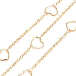 Золотой Вакуумное покрытие pvd 304 цепи из нержавеющей стали с сердечником, пайки, с катушкой, золотые, 3x2x0.5 мм