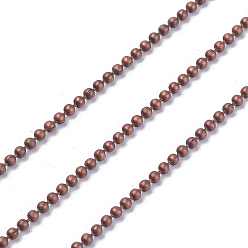 Red Copper Iron Ball Bead Chains, Soldered, Lead Free & Nickel Free, Red Copper Color, with Spool, Bead: about 1.5mm in diameter, about 328.08 Feet(100m)/roll