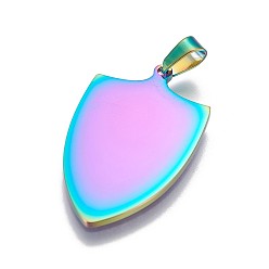 Rainbow Color Ионное покрытие (ip) 304 подвески из нержавеющей стали, щит, Радуга цветов, 30x17.5x1 мм, отверстие : 3x5 мм