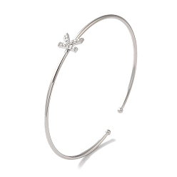 Letter K Браслеты на открытой манжете с прозрачным покрытием из латуни с микро-паве и кубическим цирконием, браслеты с крутящим моментом для женщин, платина, без свинца и без кадмия, Письмо K, внутренний диаметр: 1-7/8x2-1/4 дюйм (4.8x5.8 см)