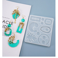 Белый Силиконовые формы для кулонов и ссылок смешанной формы, формы для литья смолы, для diy уф смолы, изготовление украшений из эпоксидной смолы, белые, 126x110x7 мм