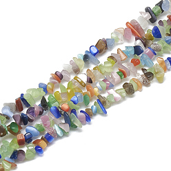 Glass Кошачие глаза, чип, 3~11x3~5x1~4 мм, отверстие : 1 мм, около 380~400 шт / нитка, 33 дюйм