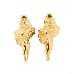 Настоящее золото 14K 304 подвески из нержавеющей стали, подвески в форме раковины, реальный 14 k позолоченный, 17x7x4 мм, отверстие : 0.8 мм