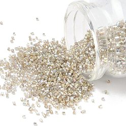 Прозрачный Fgb 15/0 стеклянный бисер класса А, шестигранник (два разреза), серебряная линия, прозрачные, 1~2 мм X 1~1.5 мм, отверстие : 0.5 мм, Около 100000 шт / фунт