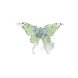 Темный Морско-зеленый Стеклянные кольца для пальцев, бабочка, темно-зеленый, бабочка: 37x54мм 37x54мм, внутренний диаметр: 17 мм