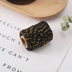 Черный Двухцветные хлопковые золотистые металлические нити, макраме шнур, декоративные нитки, для поделок ремесел, упаковка подарков и изготовление ювелирных изделий, чёрные, 5 мм, около 21.87 ярдов (20 м) / рулон