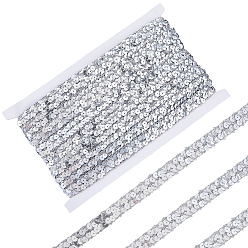 Серебро Пластиковые и полиэстерные пайетки, блестки бисер, Аксессуары для орнаментов, 2 рядов рулет с пайеткой, плоско-круглые, серебряные, 15 мм, 13 м / шт