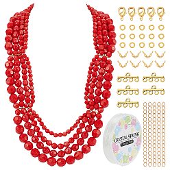 Антично-золотой и Золотой Ювелирные изделия, в том числе акриловые бусины, латунный удлинитель цепи панцирного плетения, наконечники бусин, кольца и карабины, Эластичная кристальная нить, сплав ссылки люстра компонент, античный золотой и золотой, 45 мм