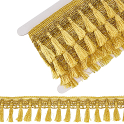 Light Khaki 6M Filigree Polyester Lace Fringe Trim, Tassel Lace Ribbon, for Clothing Accessories, with 1Pc Cardboard Display Card, Light Khaki, 2-1/8 inch(55mm), about 6.56 Yards(6m)/Set