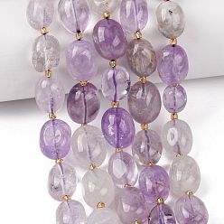 Аметист Природный аметист нитей бисера, самородки, упавший камень, с бисером, 12~20x9~15x7~15 мм, отверстие : 1 мм, около 21~24 шт / нитка, 15.35''~15.75'' (39~40 см)