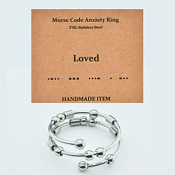 Нержавеющая Сталь Цвет 304 вращающиеся манжетные кольца из нержавеющей стали, любил, Кольцо-спиннер для успокоения беспокойства, медитации, цвет нержавеющей стали, внутренний диаметр: регулируемый