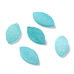 Deep Sky Blue Natural Druzy Agate Cabochons, Dyed, Horse Eye, Deep Sky Blue, 14x7x3mm