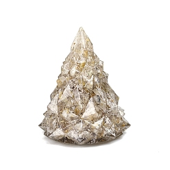 Rutilated Кварц Украшение для рождественской елки из смолы, с натуральной рутилированной кварцевой крошкой внутри статуй для украшения домашнего офиса, 80x105 мм